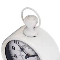 Vintage White Metal Table Clock Elegant Home Decor QA Analog Movement Battery Operated Stylish Decorative Clock Classic Design 5