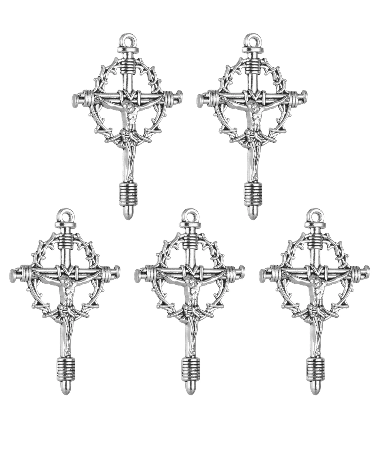 Diyalo 5 Teile/los Nagel Kruzifix Krone von Dornen Kreuz Anhänger für DIY Rosenkranz Religiöse Halskette Chaplet Schmuck Machen Teile Zubehör