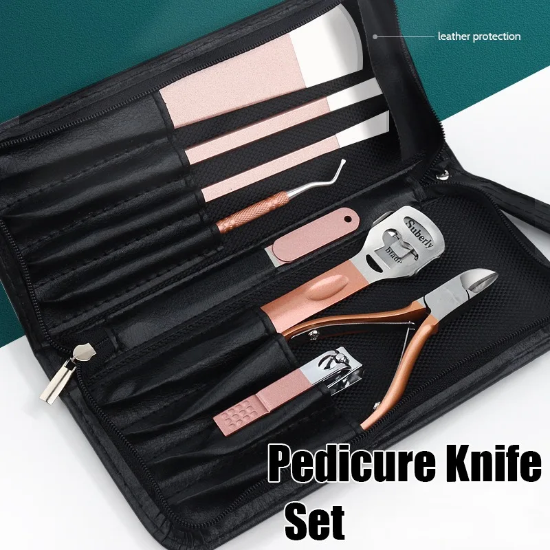 

Professional Pedicure for The Feet Tools Stainless Steel Foot Scrubber Dead Skin Remover Correction Clippers 9Pcs Foot Care Kit