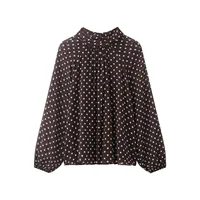 Chemise à manches longues à pois pour femmes, mode printemps automne, chemise à nœud à lacets, chemise élégante pour femme, chemises de rue 4