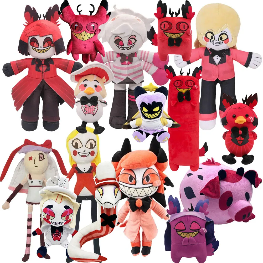 Alastor Angel Hazbin Dust Charlie Adam Peluche Cartoon Bambole Di Pezza Morbide Per Adulti Plushie Figure Doll Costume Della Mascotte Regalo Di Natale