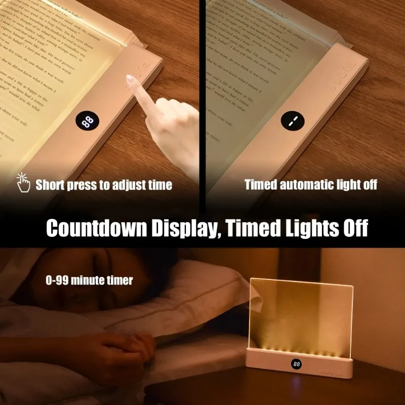 LED Panel Book Light Eye-Caring USB Rechargeable Reading Lamp for Students Night Reading Indoor Dimmable Desk Light Portable