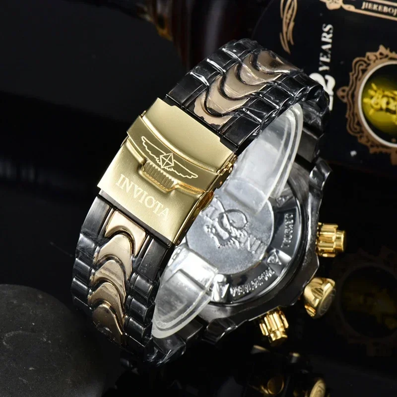 waHigh Quality Men's Watch Chronograph Quartz Watch Business Casual Stainless Steel Strap Waterproof