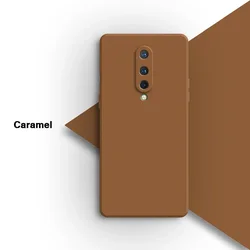 High - Quality Liquid Silicone Soft Phone Case with Lens Protection - Oneplus 8 (Caramel)