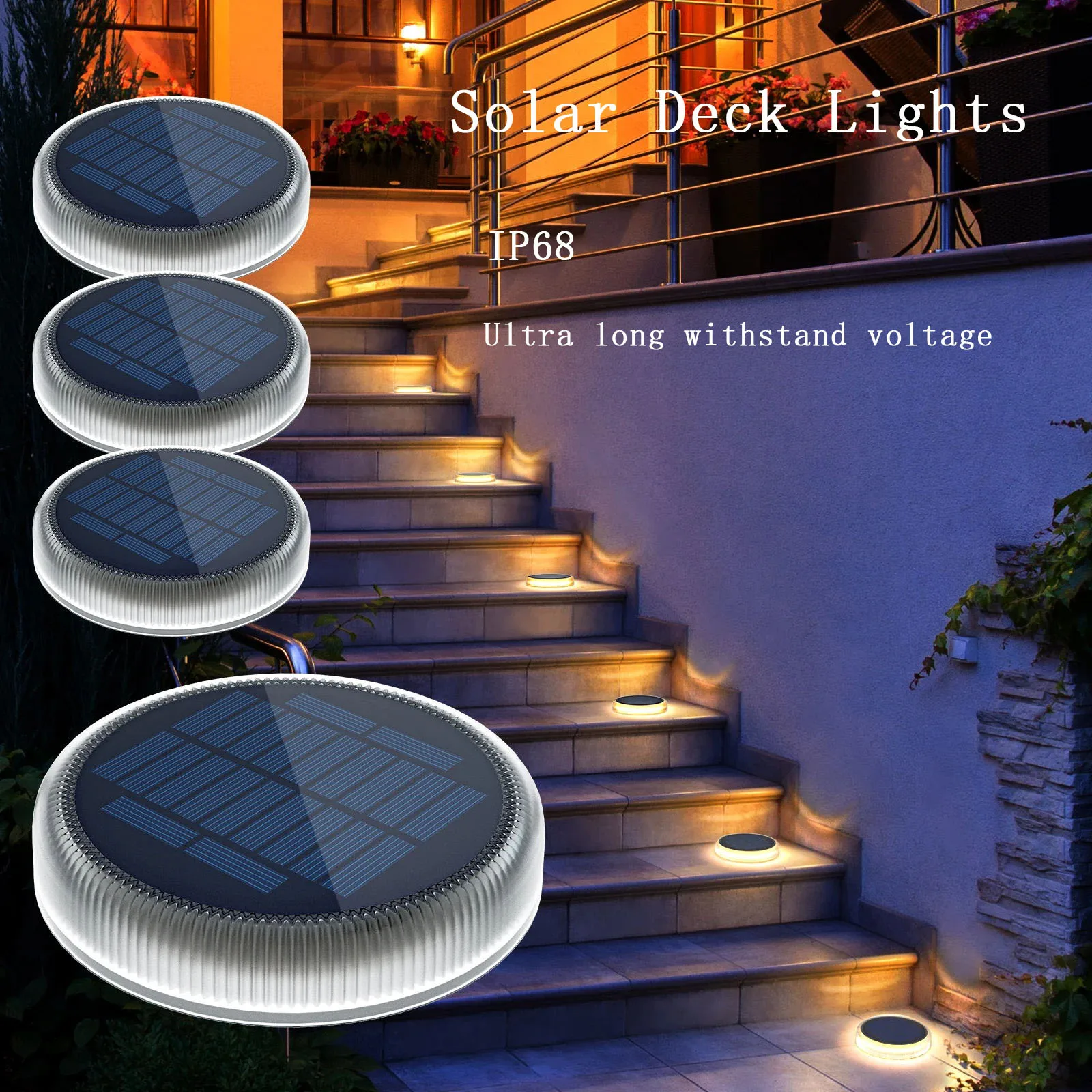 Solar Deck Lights Disk Light IP68 Waterproof Garden Decor Railing Stairs Step Fence Yard Patio And Pathway Outdoor Light outdoor patio storage box outside garden deck cabinet furniture seating 23 8 gal brown