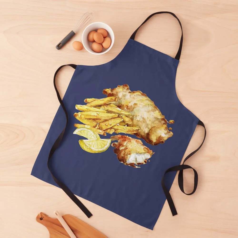 

Classic British Fish and Chips Apron Household Items women's work New year's Apron