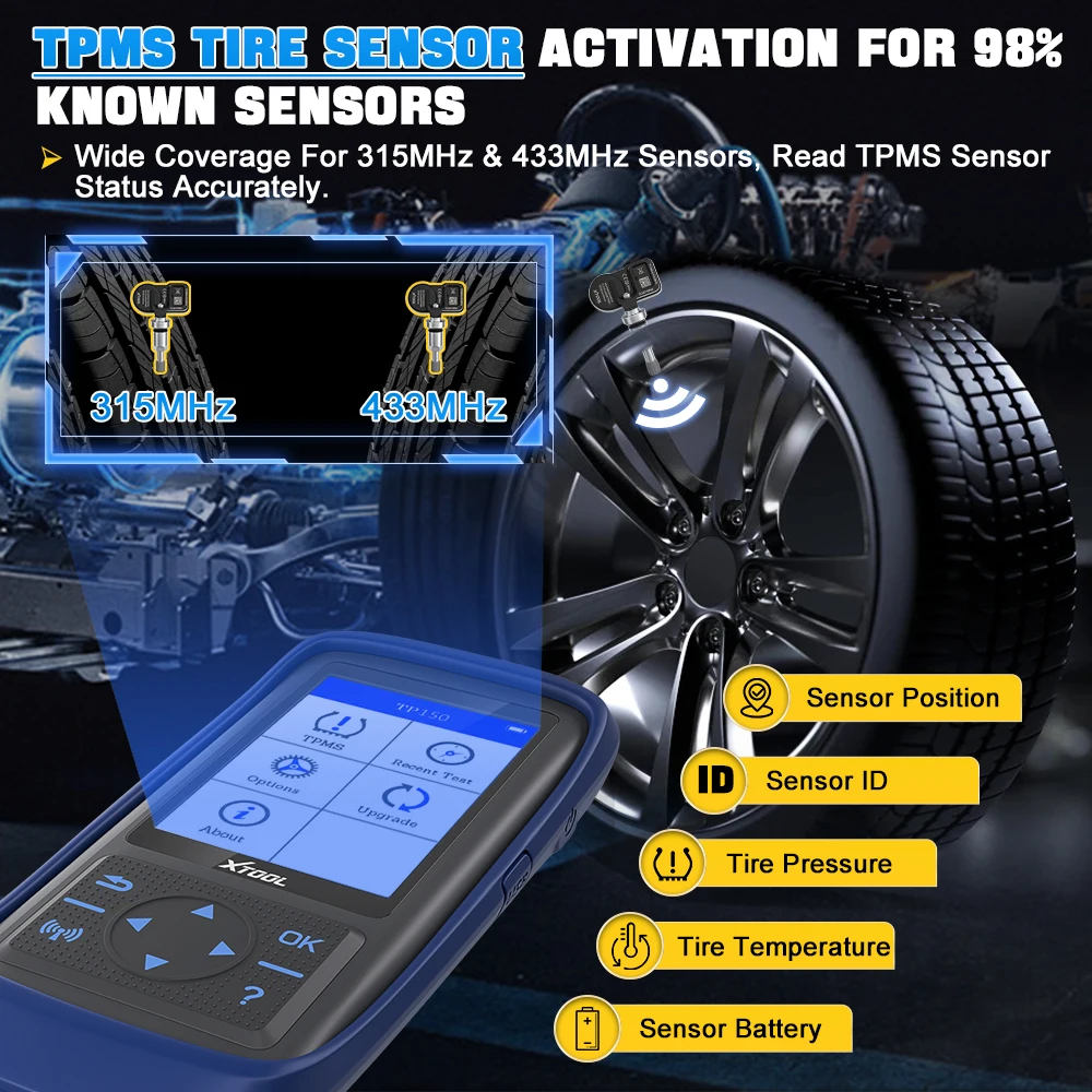 XTOOL TP150 WIFI TPMS Programming Diagnostic Tool Activate All Sensor Work On 315 433MHz Tire Pressure Monitor Read Clear DTCs 6