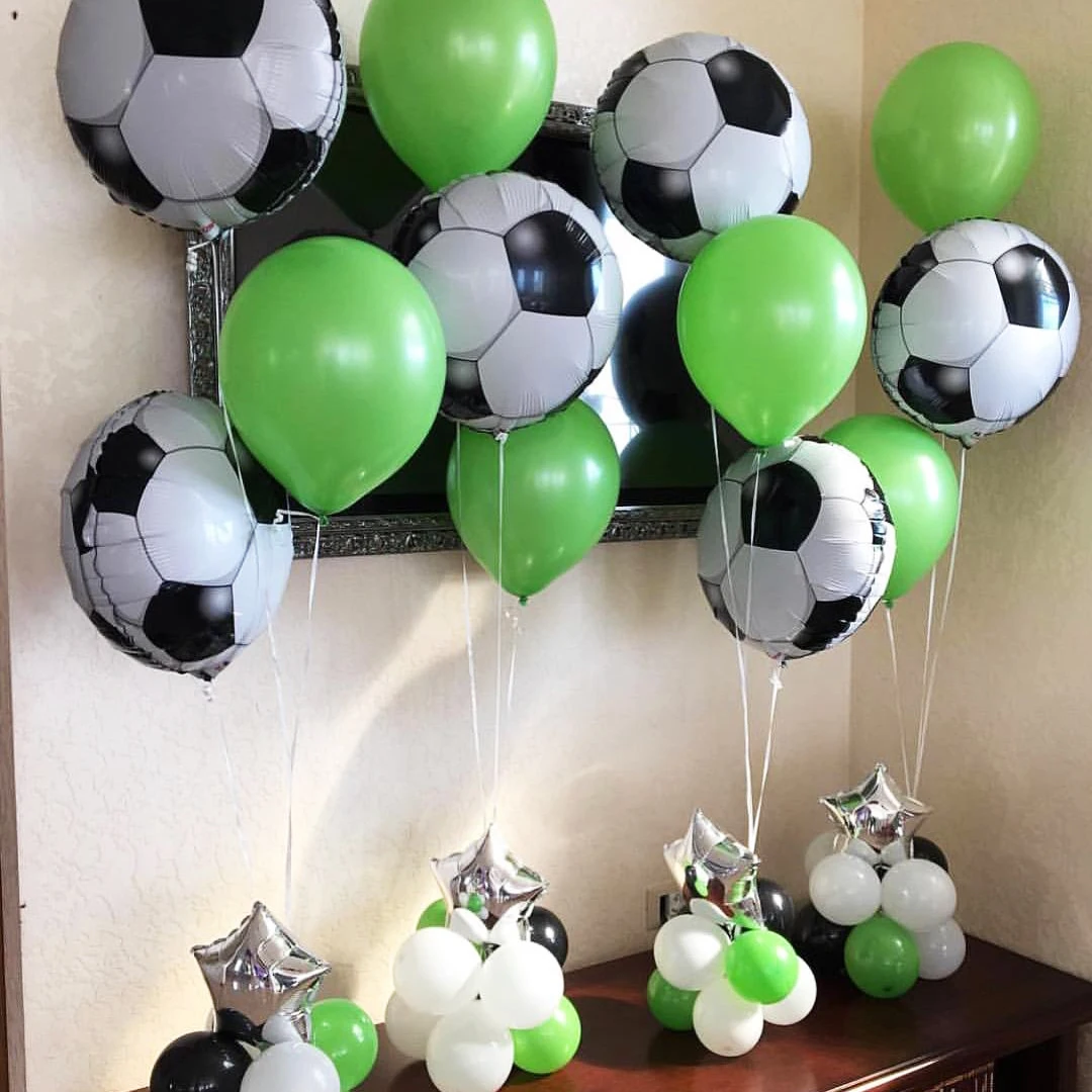 10 개/몫 스포츠 테마 18inch 축구 풍선 믹스 12inch 축구 라텍스 소년 성인 생일 파티 Decoras 아이 장난감 풍선 공