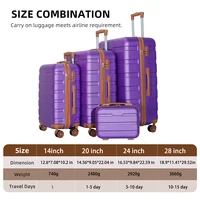 Ensemble de bagages ABS 3 pièces, valises rigides à roulettes 20/24/28 pouces, 360 °   Roues silencieuses, serrure à combinaison 4