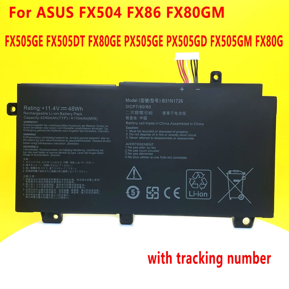 NOVA bateria do portátil B31N1726 para Asus