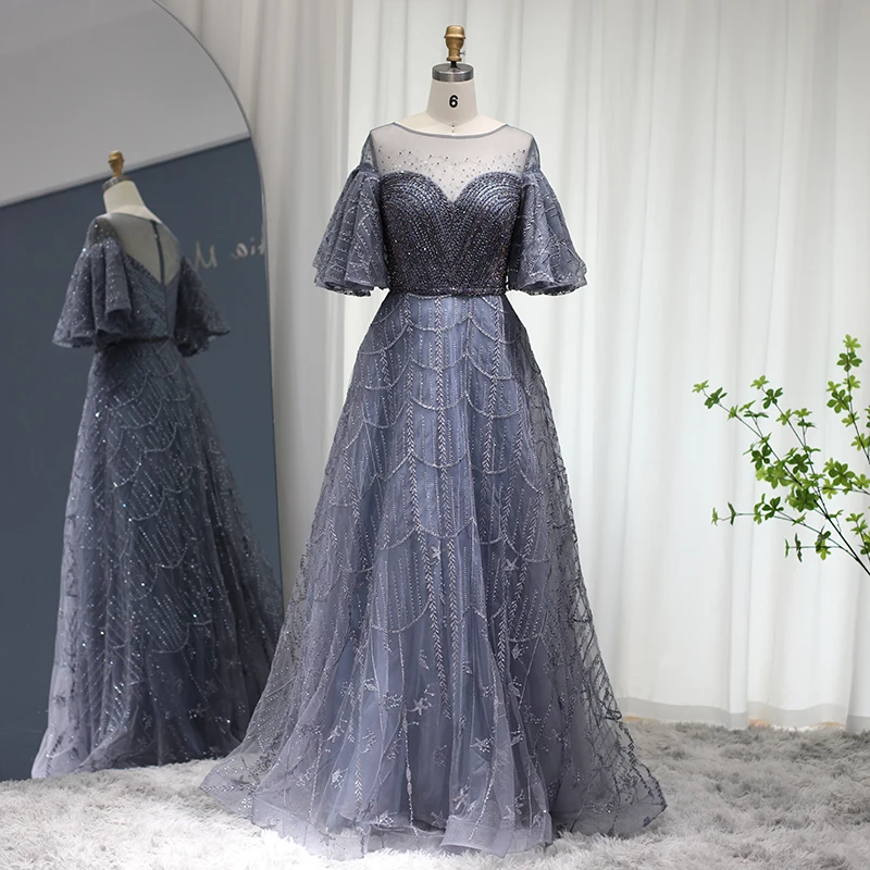 Scbeabbcafe124d27b5bbeeba834e4feeZ Luxury Dubai Pink Evening Dresses for Women Wedding Party Flare Sleeves Burgundy Arabic Plus Size Formal Gowns Mallzona