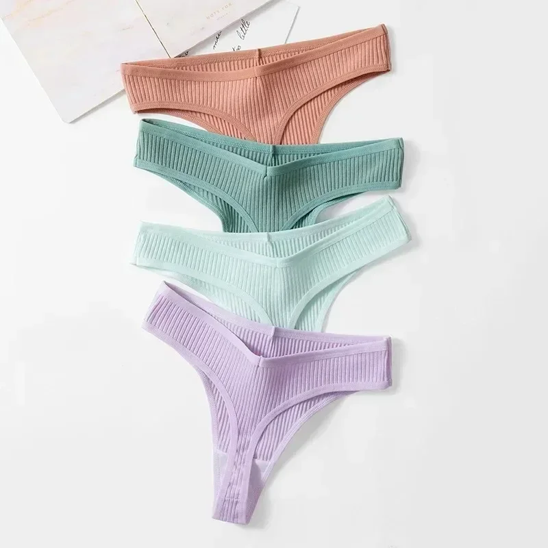 Women's panties cotton striped sports thongs lingerie