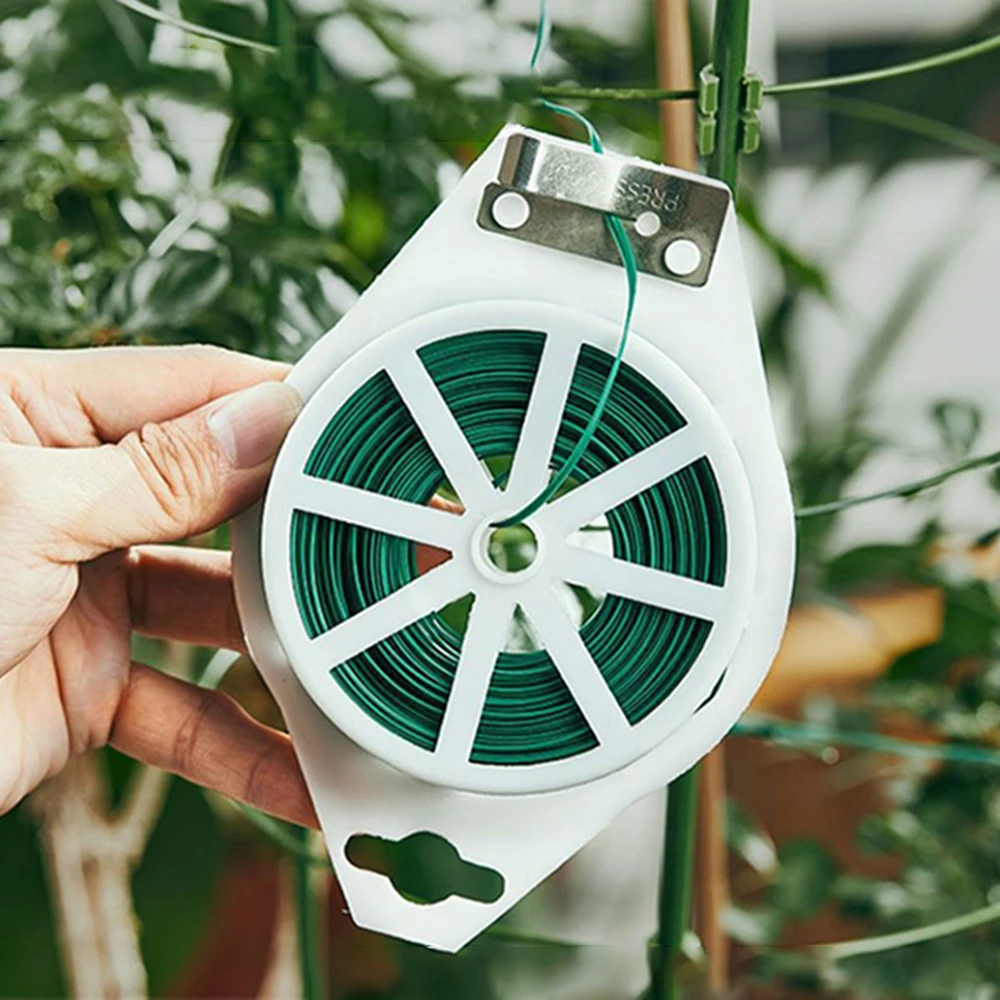 Plant Ties 1 Roll 100M Multifunctional Plastic Steel Twist Sturdy Reusable Garden Flower Support Strap