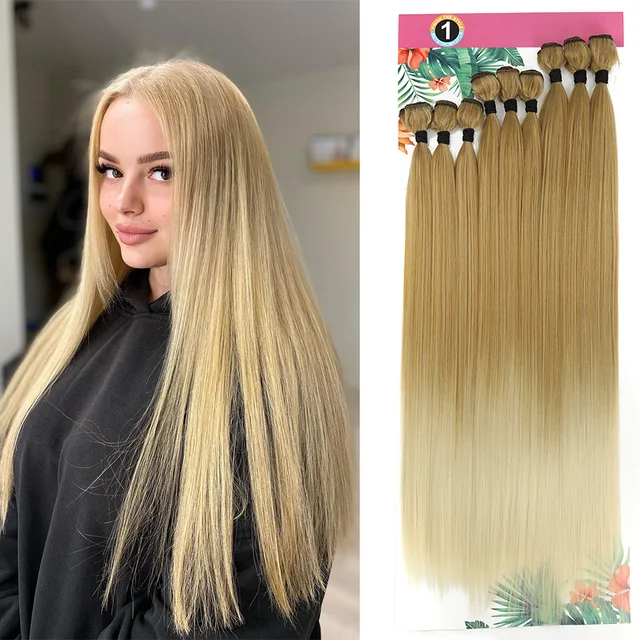 Bone Straight Hair Bundles Smooth Protein Fake Hair 20'' 24'' 28''9Pcs Straight Organic 1