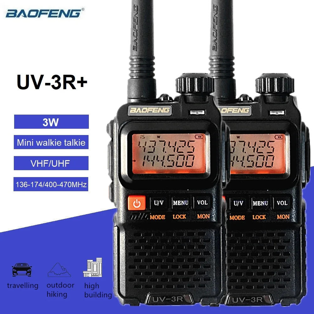 

2pcs Baofeng UV-3R Plus Walkie Talkie 3W Dual Band Mini Radio Station VHF UHF Amateur Ham Radio hf Transceiver Small Size