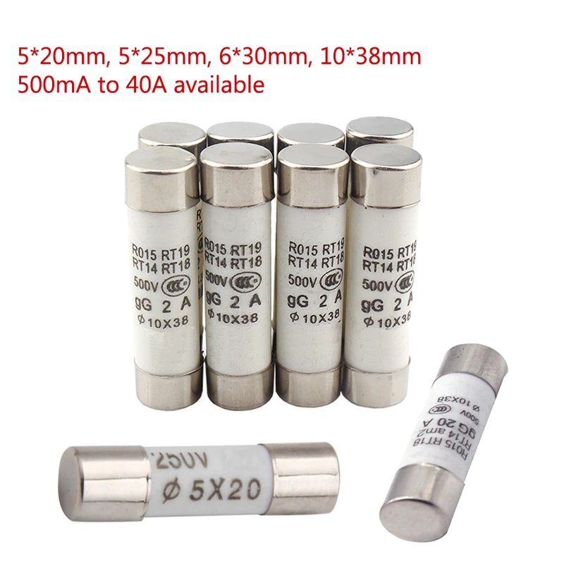 

5*20 5*25 5*30MM 250V Fast Blow Ceramic Fuse 500mA 1A 2A 3A 4A 5A 6A 8A 10A 13A 15A 16A 20A Fuses Eco-friendly
