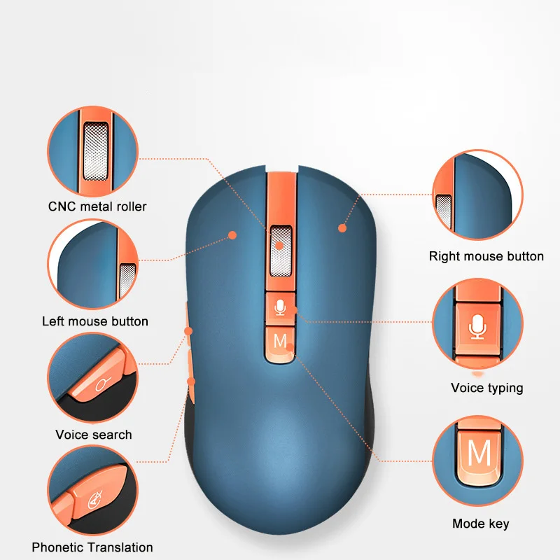Mouse Bluetooth Recarregável Modo sem Fio Duplo Controle de Voz ai para Computador de Escritório Tradução de Voz Inteligente 5.0 - Imagem 4