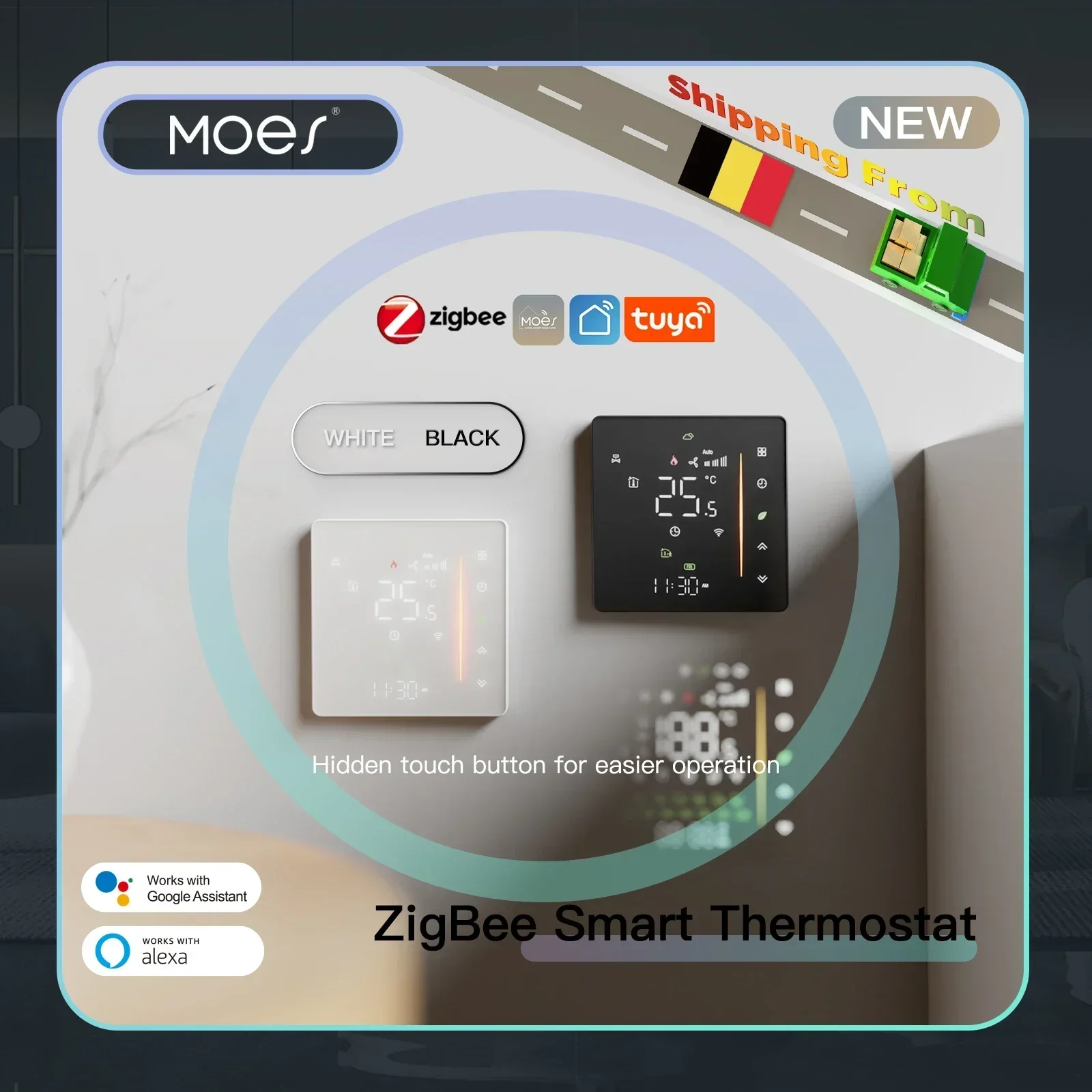 MOES Zigbee Thermostat Room Temperature Controller Water/Electric Floor Heating Gas Boiler Humidity Tuya Work with Alex 5A16A