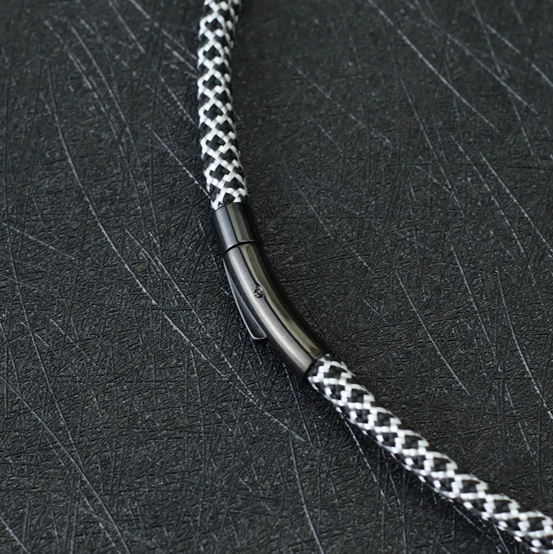 Stainless Steel Paracord Rope Bracelet for Men Camping Survival