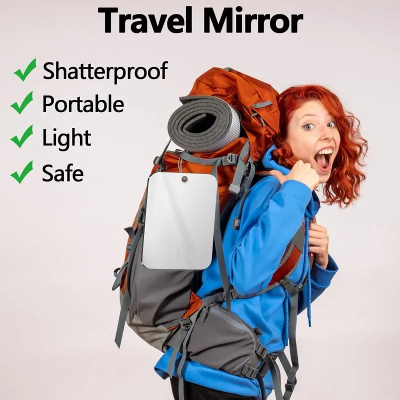1Pcs Acrylic Bathroom Fog Free Mirror With Wall Suction Shower Mirror Man Shaving Women Makeup Unbreakable Portable Traveling 2