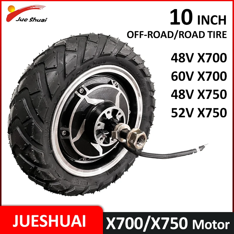 JUESHUAI X700 X750 Electric Scooter 48V 52V 60V Motor Wheel with Tire Gearless BLDC 10inch 80/60-6 Off-Road/Road Tire 135 mm