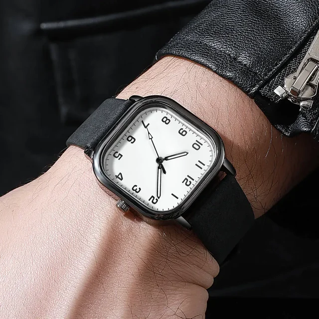 Fashion Square Men Waterproof Watches Simple Luminous Quartz Wristwatches - Image 2