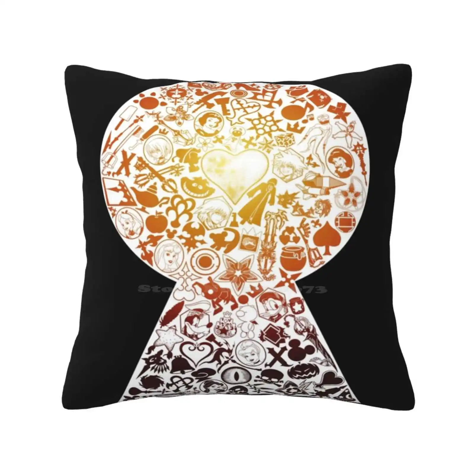 Kingdom Hearts-Buco Della Serratura (Arancione) Divertente Carino Decor Federa Quadrata Kingdom Hearts Ii Kingdom Hearts 2 Kingdom Hearts Chain Of