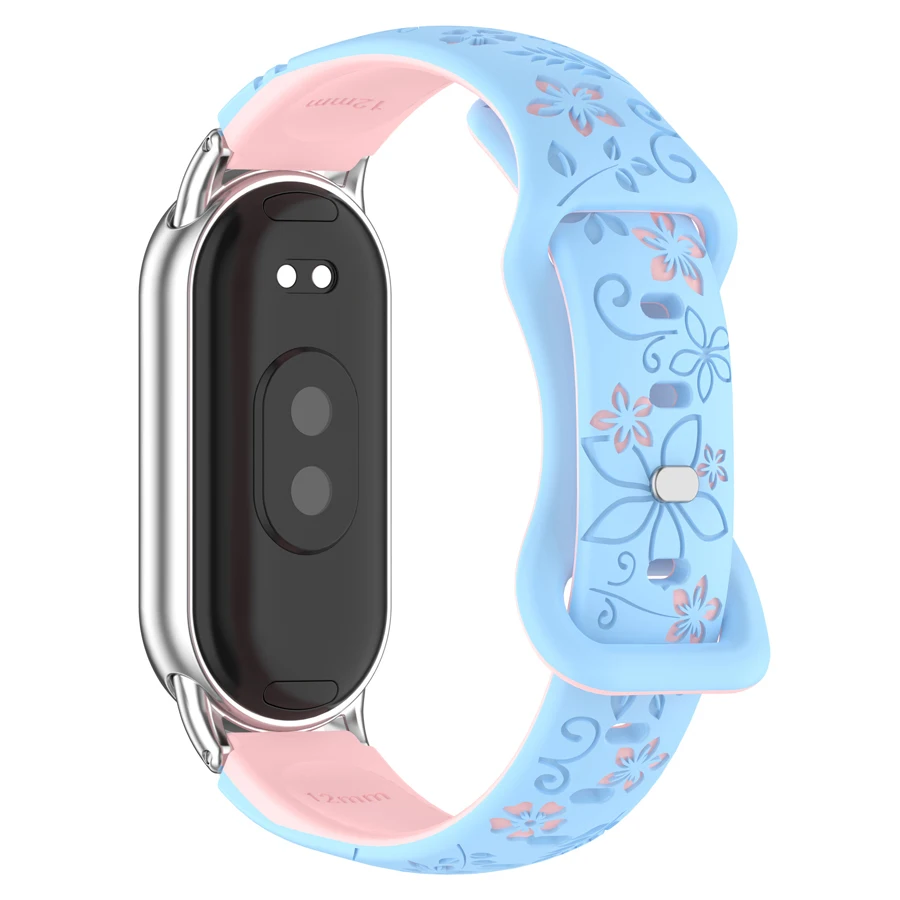 Silicone 3D Engraved Flower Bracelet - Breathable Watchband Strap