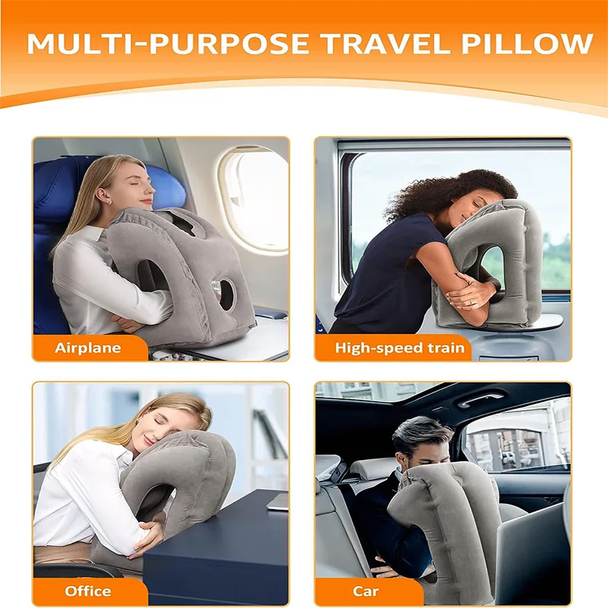 Lnflatable Cervical Pillow For Relaxation Treatment Neck Travel Pillow Airplane/Car/Bus/Train/Office With Free Eye Mask/Earplugs images - 6