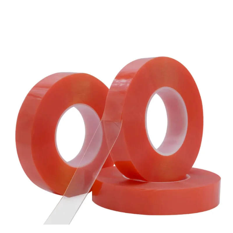 0.2MM 1/2/3/5/10/12mm 25M Strong Acrylic Adhesive PET Red Film Clear Double Side Tape For Phone Tablet LCD Screen Glass