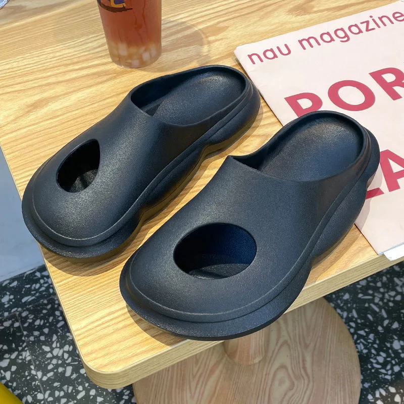 

Couple Slippers Men's Outdoor Beach Sandals 2022 Summer Man Women Solid Color Hollow Out Sandals Slipper Shoes