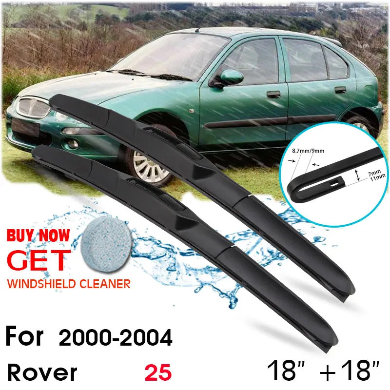 

Car Wiper Blade Front Window Windshield Rubber Silicon Refill Wipers For Rover 25 2000-2004 LHD / RHD 18"+18" Car Accessories