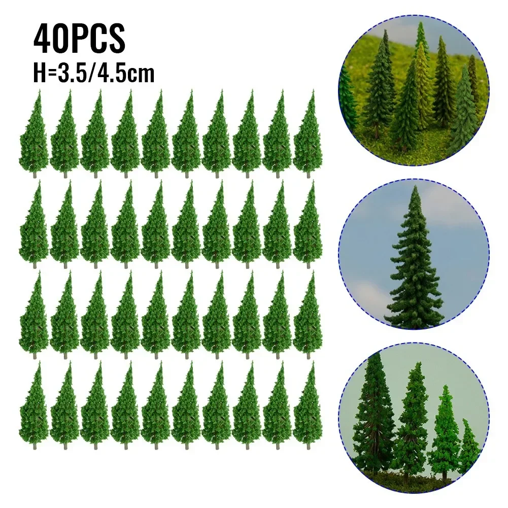 Artificial Plants 40Pcs Miniature Landscape Scenery Train Railways Trees Model Scale 1:100 Green Artificial Miniature Tree Scenery Railroad Decor