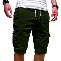 Summer Men Cargo Half Pants Casual Elastic Waist Pocket Solid Pocket Loose Shorts Oversized S-5XL BSDFS-ZK36 - Image 2