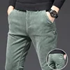 Fashion Fleece Keep Heat Warmth Men's Straight Leg Corduroy Pants Thicken Plus Velvet Casual Trousers Autumn Winter Solid Pants 4