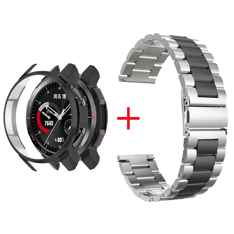 Stainless Steel Watchband with Protective PC Case and Strap