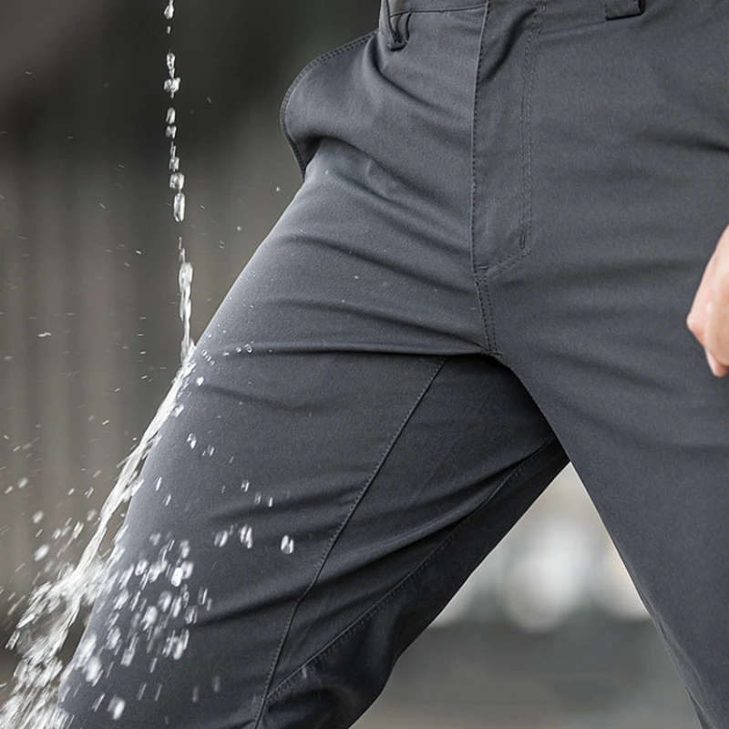 Men's Business Casual Tactical Pants Spring Autumn Thin Elastic Waterproof Slim Outdoor Hiking Trousers Combat Work Pants Male