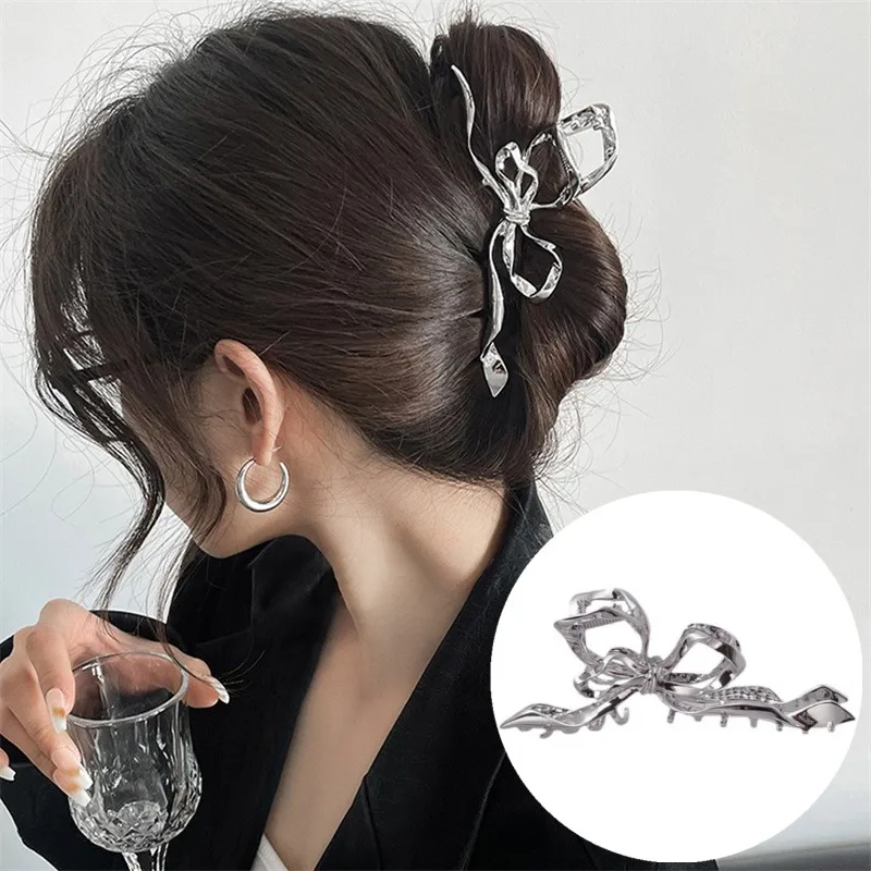 

Женские заколки для волос в Корейском стиле, нестандартные металлические заколки для волос в стиле панк с бантом и акулой, аксессуары для волос, зажимы для волос для конского хвоста, головные уборы