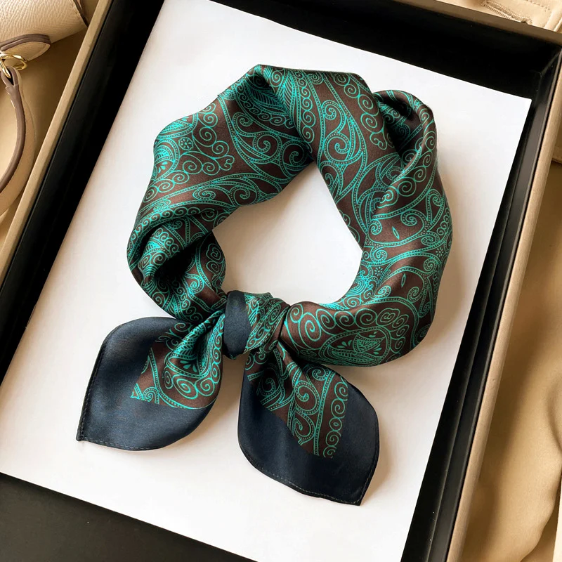 Paisley Print Square Scarf Sunscreen Neck Kerchief UV Protection Head Wrap Women Fashion Accessory