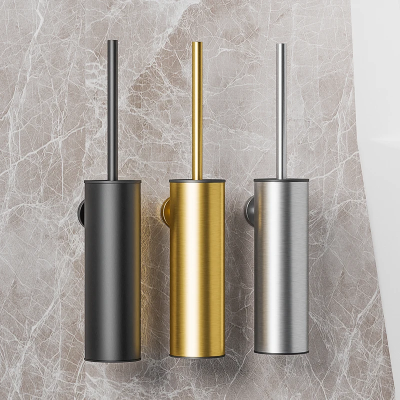 

Toilet Toilet Brush Punch-Free Wall-Mounted 304 Stainless Steel Light Luxury Toilet Cleaning Brush Household Floor
