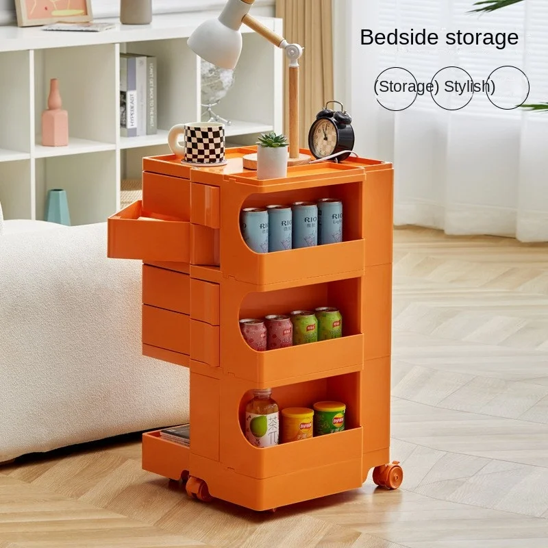 Plastic Storage Cabinet Fabric Drawers Cabinet Wooden Storage Cabinet Warming Poppy Rotating Cabinet Makeup Storage Bedside Table