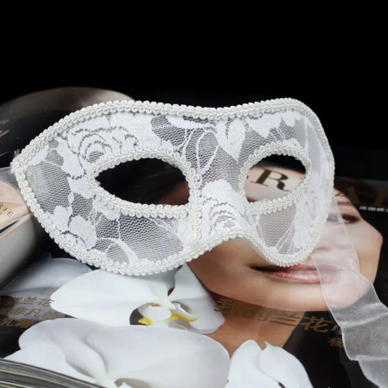 Demi-masque en dentelle translucide pour femme, masque pour les yeux, costume de danse, noir, blanc, rouge, sexy, fête, Tim ade