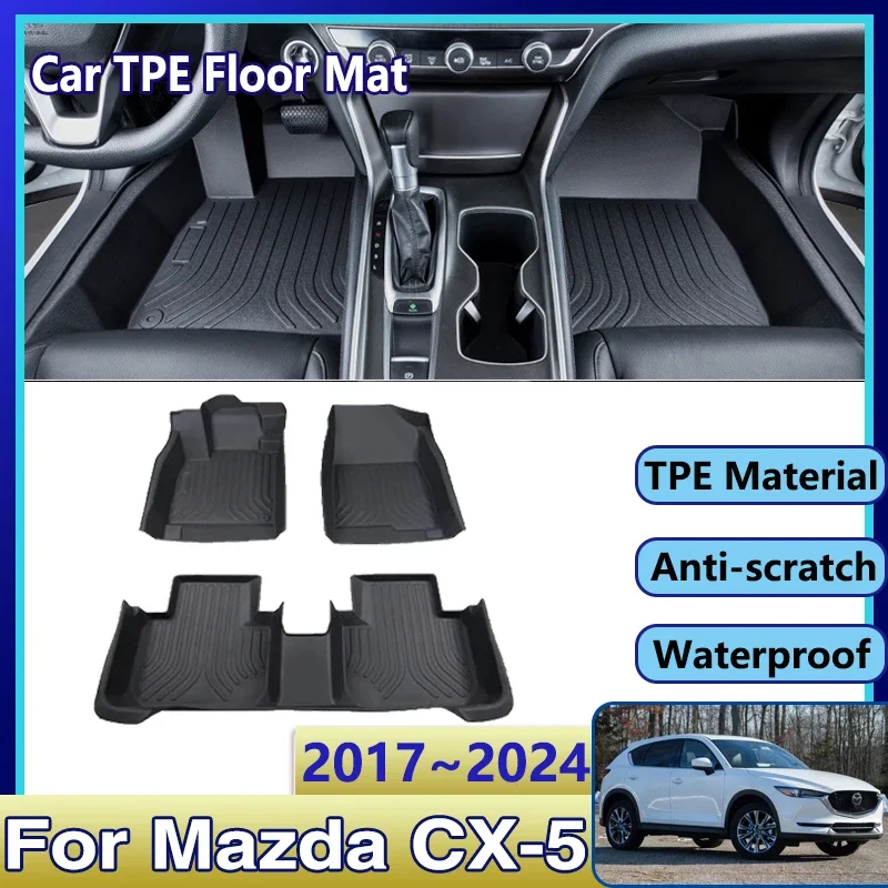 RHD For Mazda CX-5 KF 2017~2024 Car TPE Floor Mats Dirt-resistant