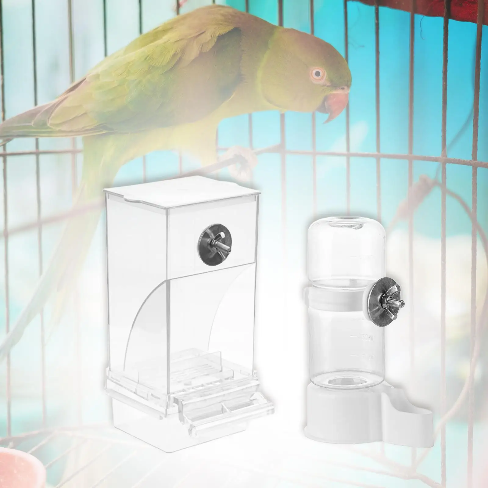 Bird Feeders and Waterer Clear Viewing Cage Accessory Food Dispenser for Canary Finch Cockatoo Cockatiel Lovebirds Budgies Bird Feeders and Waterer Clear Viewing Cage Accessory Food Dispenser for Canary Finch Cockatoo Cockatiel Lovebirds Budgies