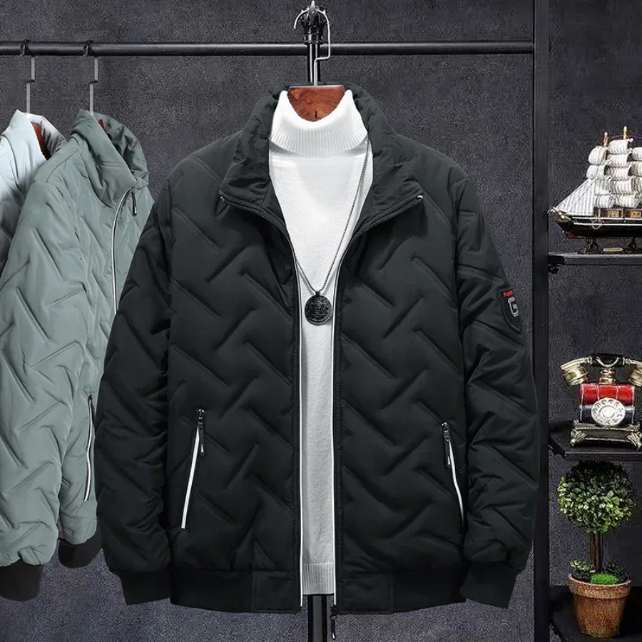 Men Cotton Jacket Autumn Winter Stand Collar Casual Korean Fashion Streetwear 4XL 5XL