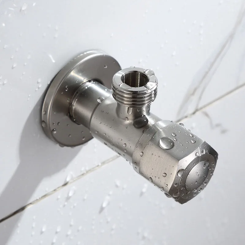 SUS304 Stainless Steel Filling Valves Angle Stop Valve with OFF ON Switch Angle Triangle Valves Cold Hot Water for Bathroom angle valve triangle valve