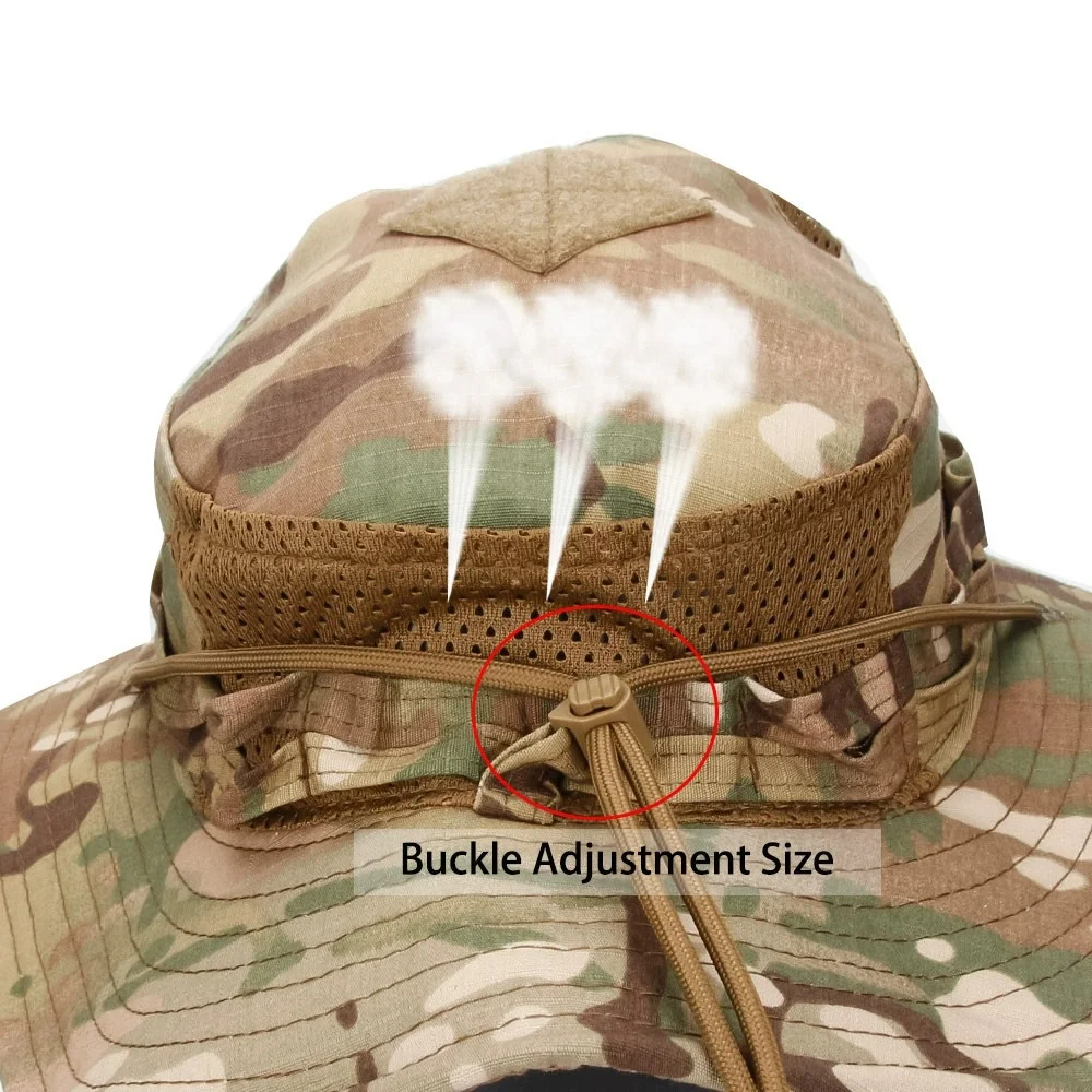 Camo-Eimerhut für Herren, Sonnenschutz, atmungsaktiv, für Outdoor, Wandern, Jagd, Angeln, winddicht, Fischerhut – Detail 7