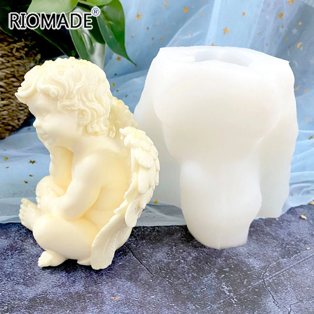 Große Größe 3D Engel Silikon Kerze Form DIY Handgemachte Handwerk Epoxidharz Gips Aromatherapie, Der Form Fondant Kuchen Werkzeuge – Detail 4