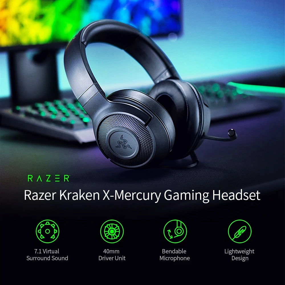 Игровая гарнитура Razer Kraken Essential X 3 5 мм наушники с объемным звуком 7 1 светильник