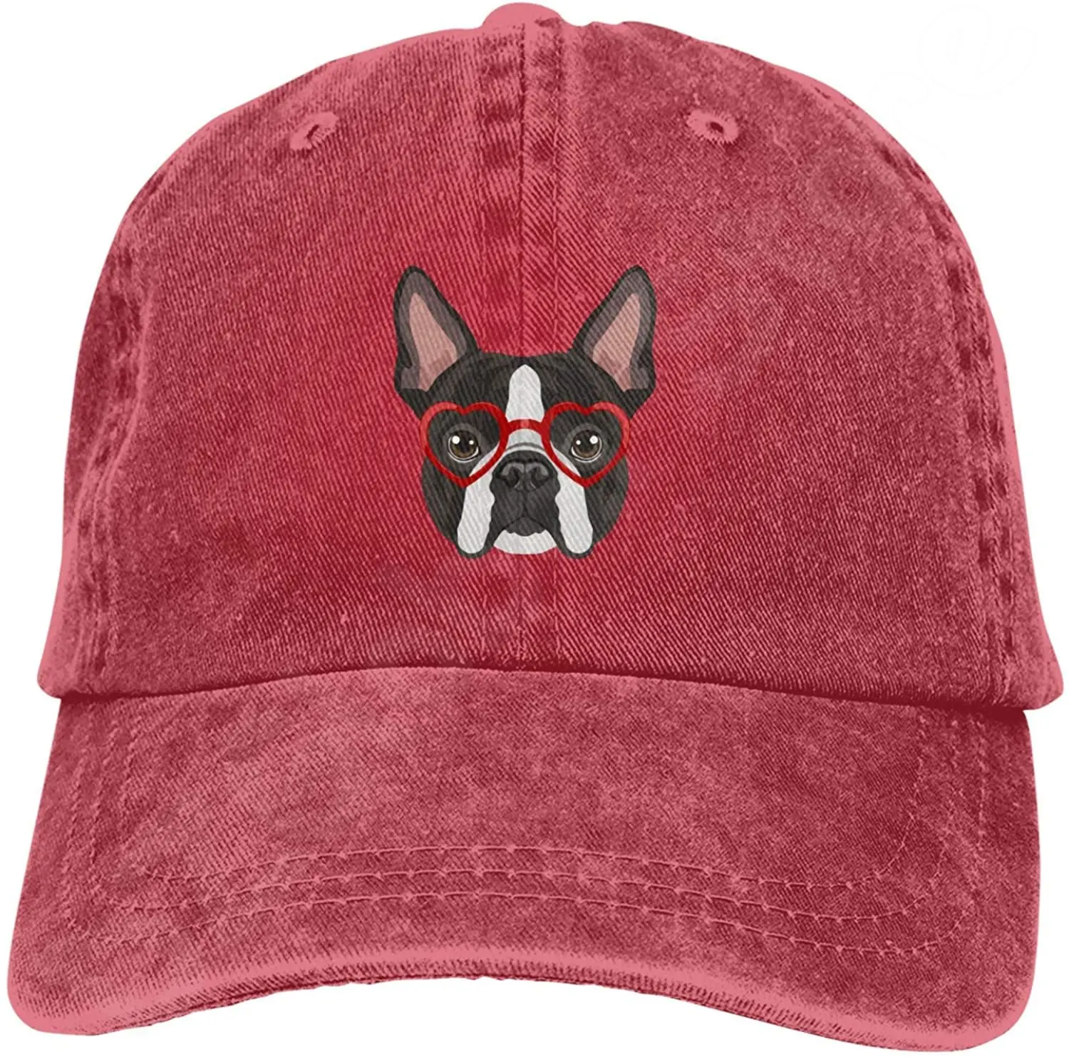 Denim Boston Terrier Dog Hipster Glasses Baseball Cap – Adjustable Dad Hat For Men & Women - View #11
